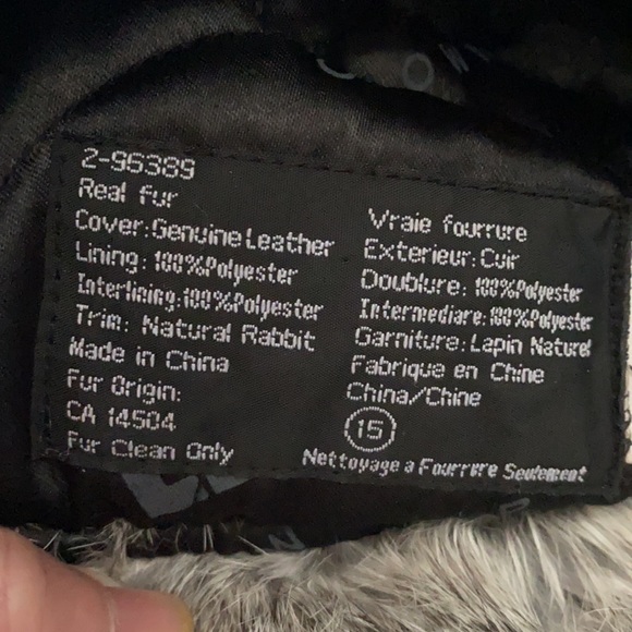 Leather rabbit fur Crown cap aviator winter hat. Like new condition. Super warm. - Picture 8 of 9